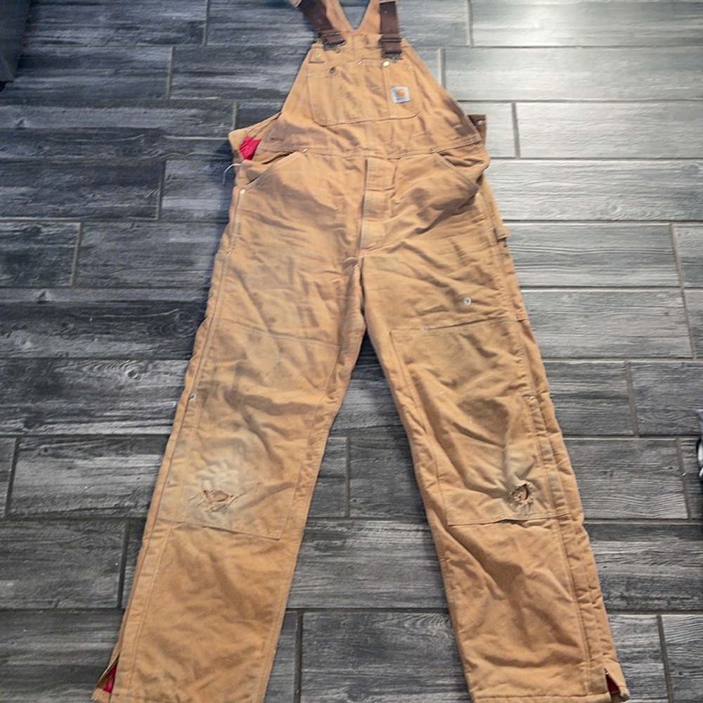 Vintage carhartt double knee overalls men's 36 duck canvas disstressed